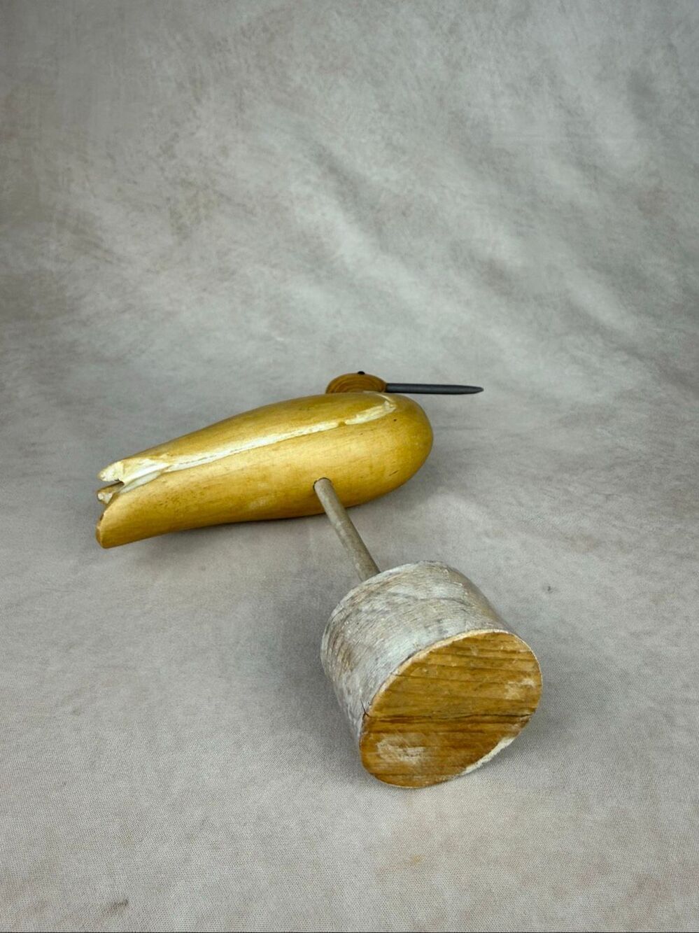 Vintage Wooden Carved Shorebird Decoy Style 8” Folk Art Primitive - Picture 12 of 12
